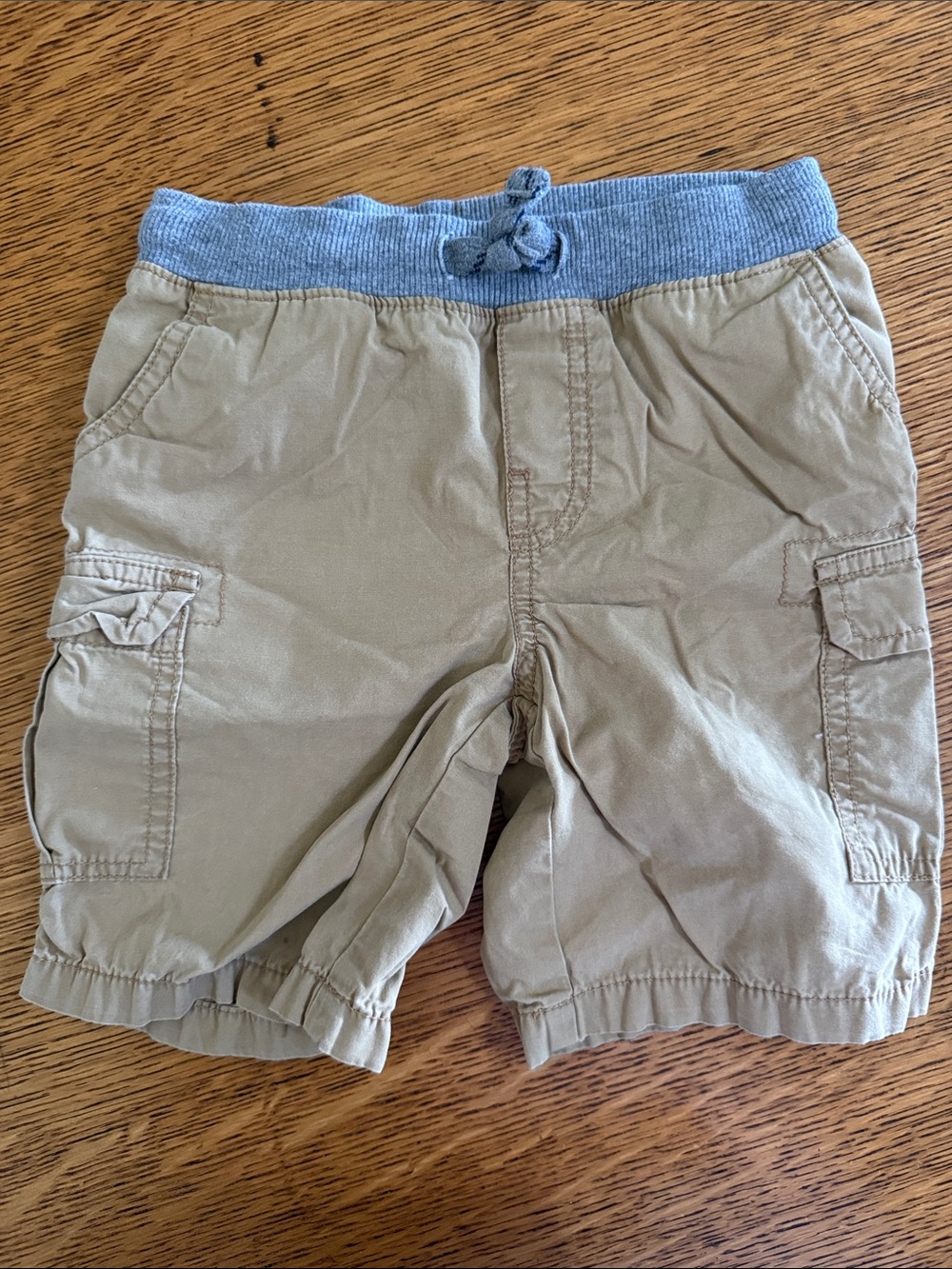Carter's Khaki Cargo Shorts with Light Blue Knit Waistband